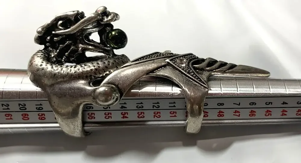 Vintage 80's Metallic Articulated Full Finger Armor Dragon Head Ring RARE